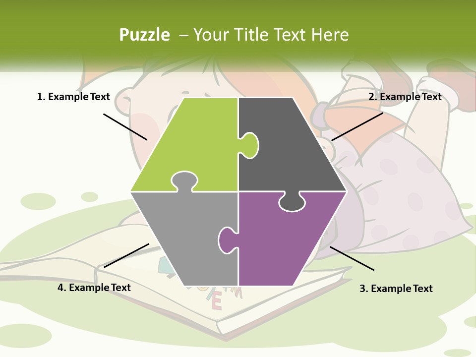 Cartoon Girl Reading A Book PowerPoint Template