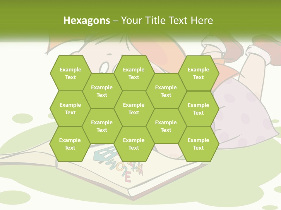 Cartoon Girl Reading A Book PowerPoint Template