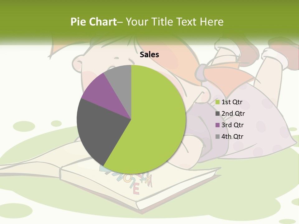 Cartoon Girl Reading A Book PowerPoint Template