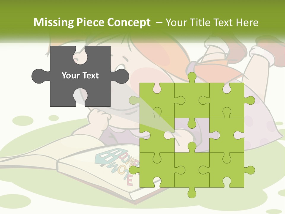 Cartoon Girl Reading A Book PowerPoint Template