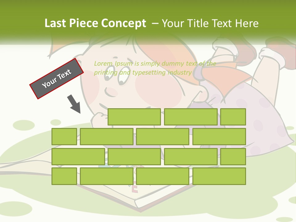 Cartoon Girl Reading A Book PowerPoint Template