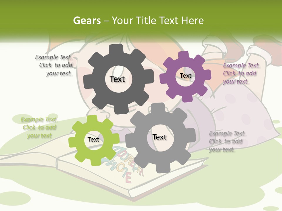 Cartoon Girl Reading A Book PowerPoint Template