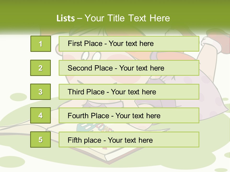 Cartoon Girl Reading A Book PowerPoint Template