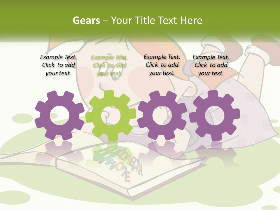 Cartoon Girl Reading A Book PowerPoint Template