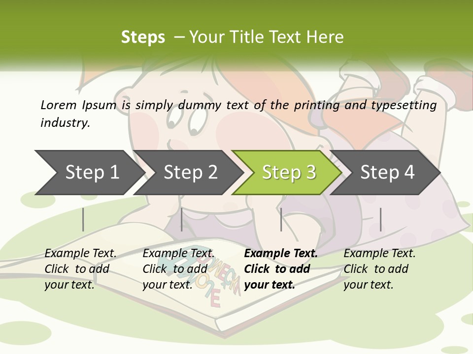 Cartoon Girl Reading A Book PowerPoint Template