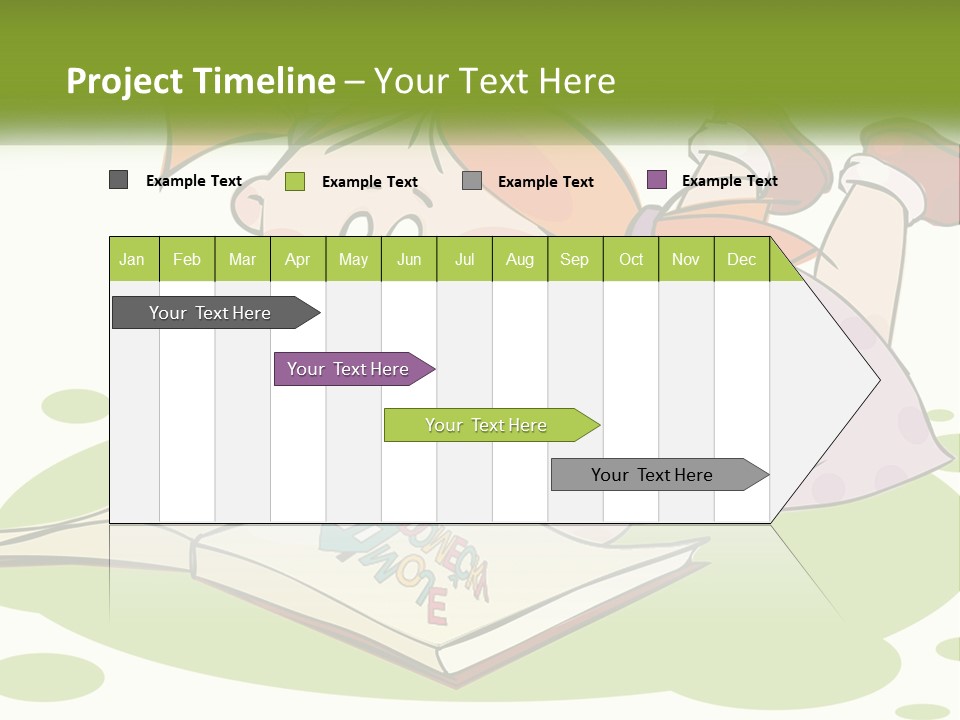 Cartoon Girl Reading A Book PowerPoint Template