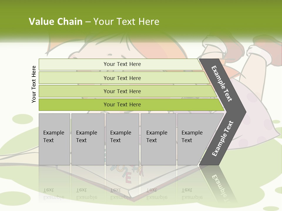 Cartoon Girl Reading A Book PowerPoint Template