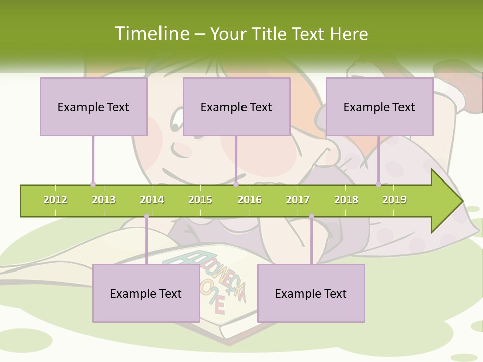 Cartoon Girl Reading A Book PowerPoint Template