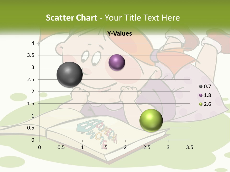 Cartoon Girl Reading A Book PowerPoint Template