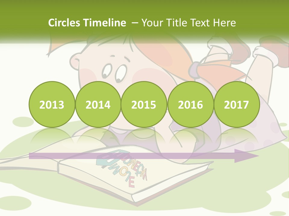 Cartoon Girl Reading A Book PowerPoint Template