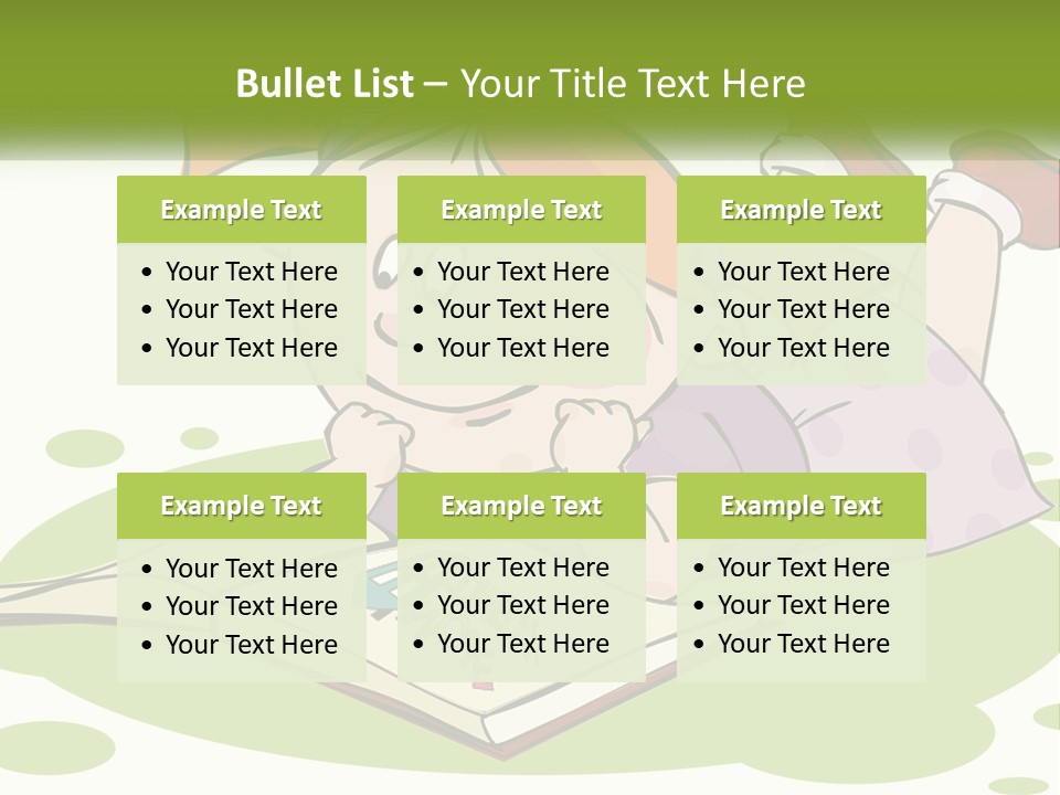 Cartoon Girl Reading A Book PowerPoint Template