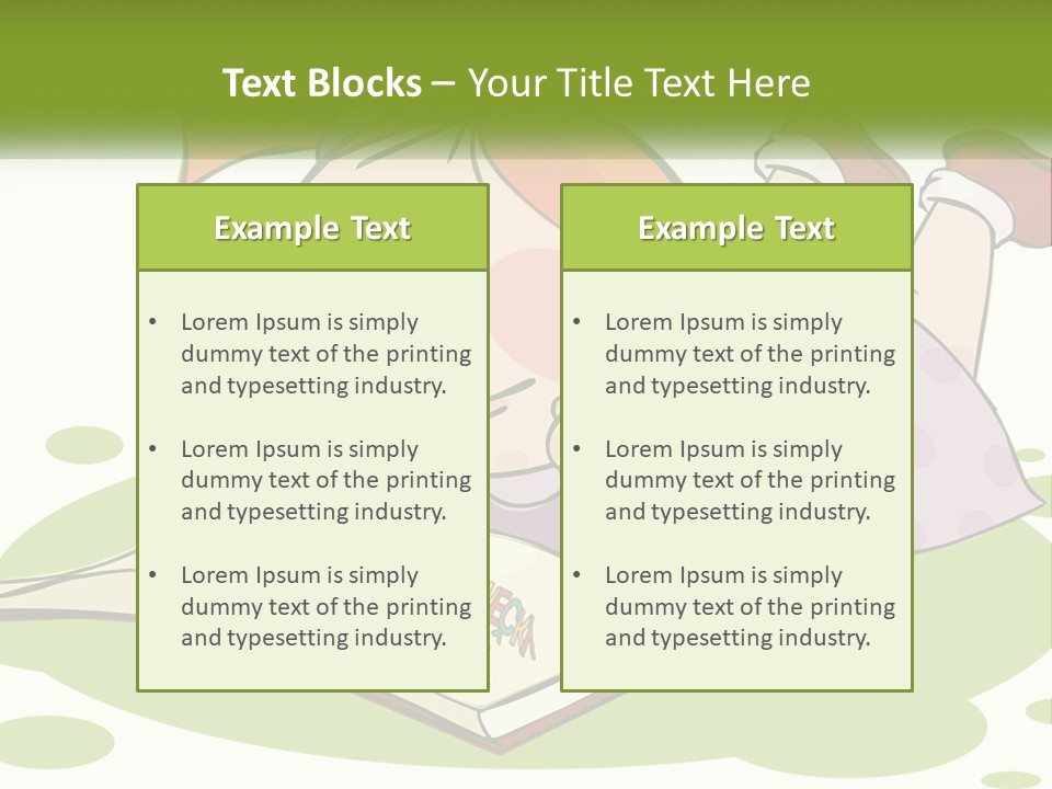 Cartoon Girl Reading A Book PowerPoint Template