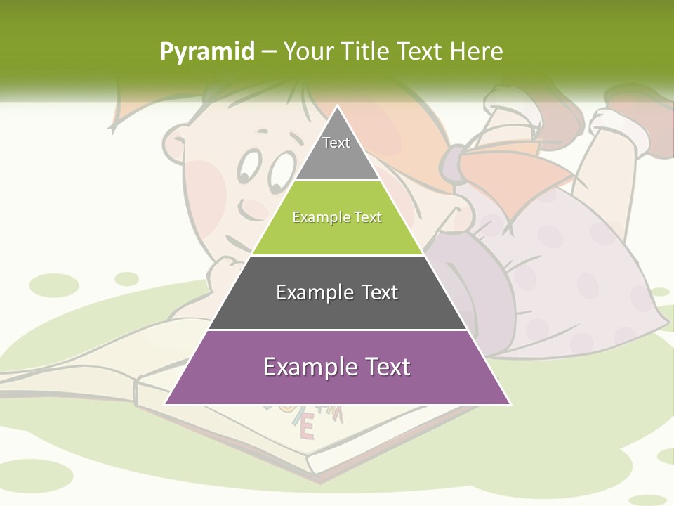 Cartoon Girl Reading A Book PowerPoint Template