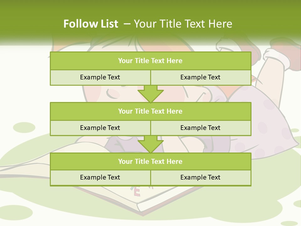 Cartoon Girl Reading A Book PowerPoint Template