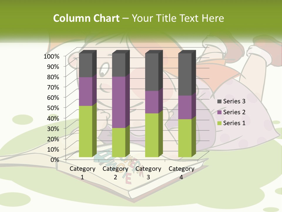 Cartoon Girl Reading A Book PowerPoint Template