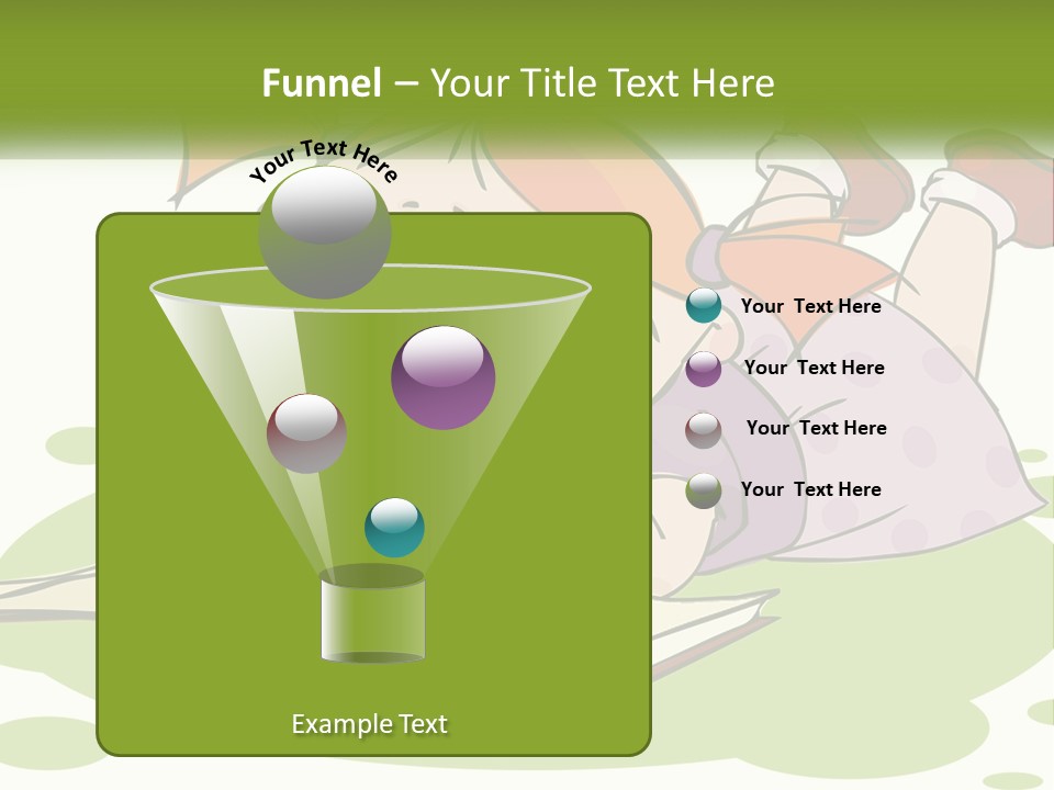 Cartoon Girl Reading A Book PowerPoint Template