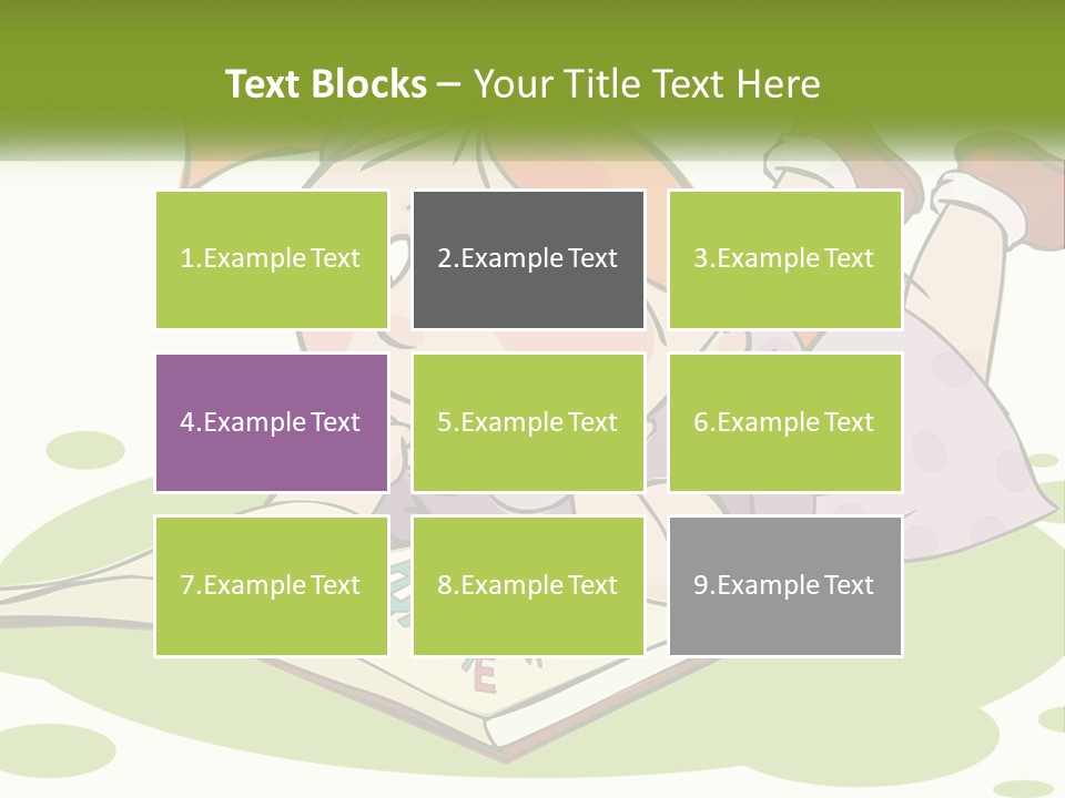 Cartoon Girl Reading A Book PowerPoint Template