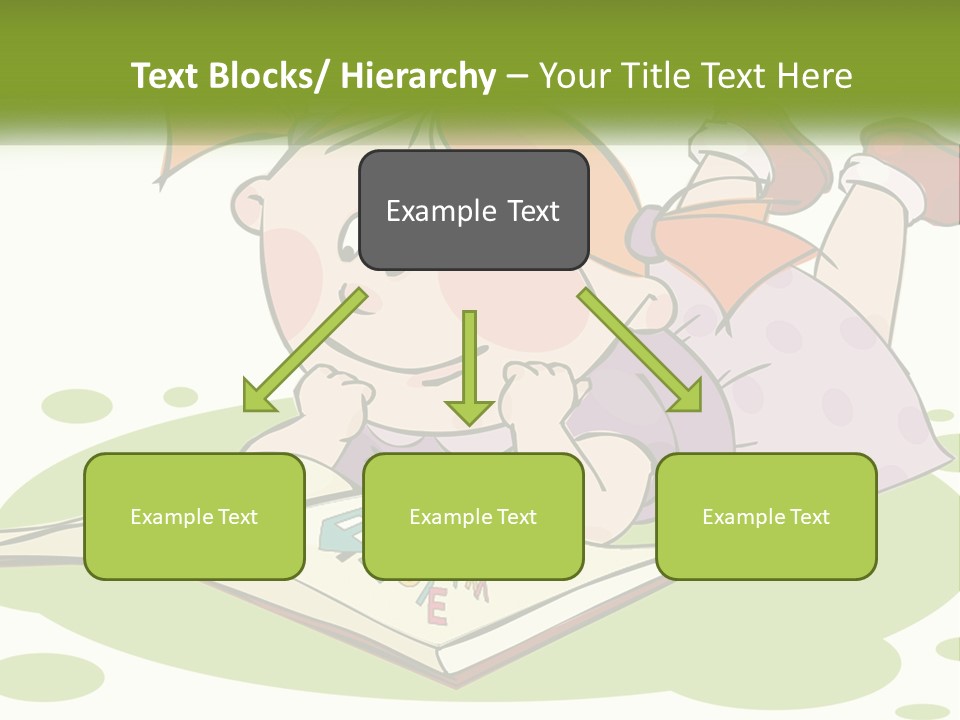 Cartoon Girl Reading A Book PowerPoint Template