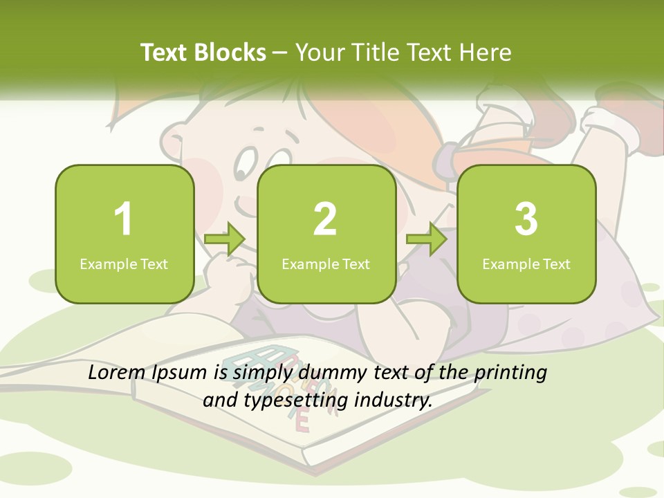 Cartoon Girl Reading A Book PowerPoint Template