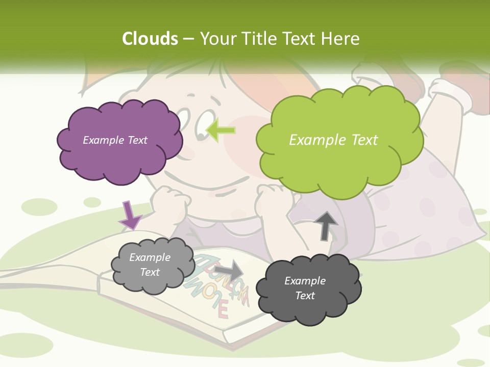 Cartoon Girl Reading A Book PowerPoint Template