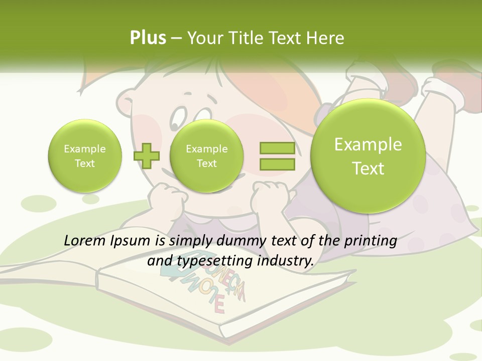 Cartoon Girl Reading A Book PowerPoint Template