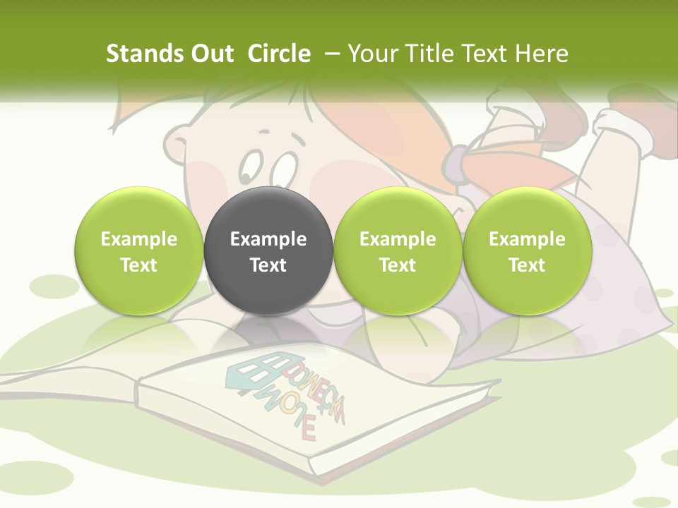 Cartoon Girl Reading A Book PowerPoint Template