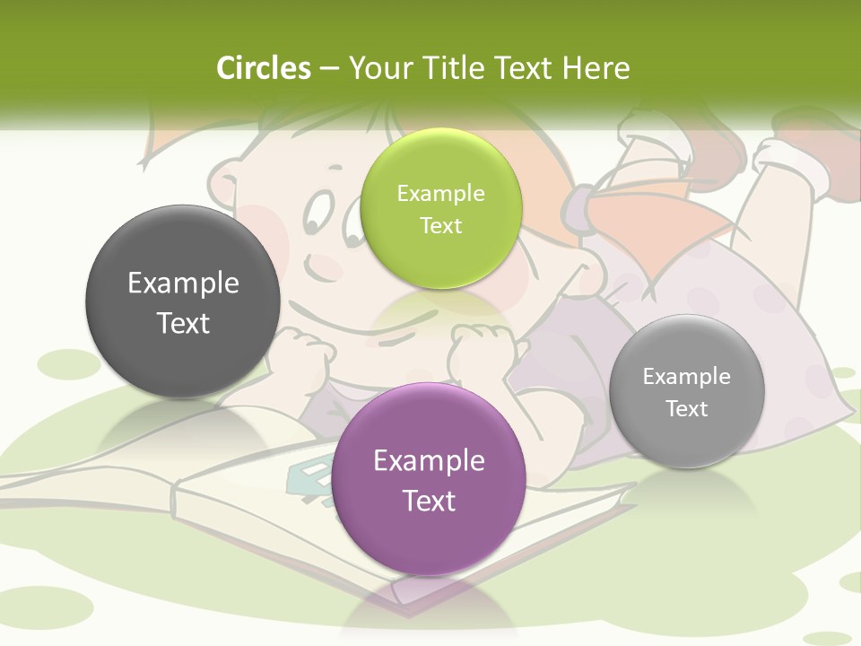 Cartoon Girl Reading A Book PowerPoint Template