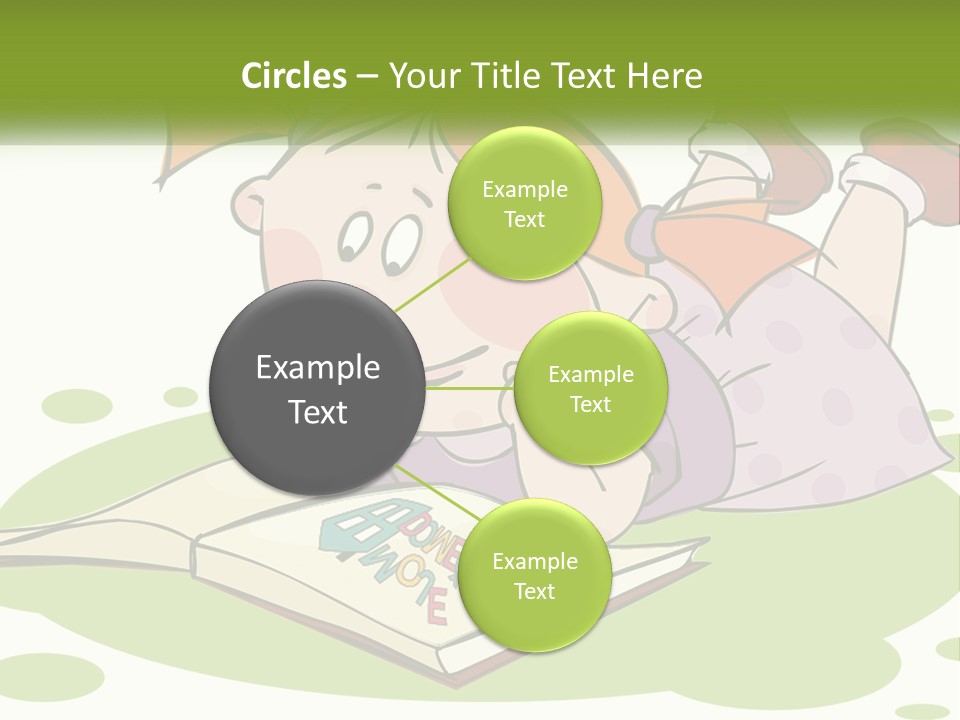 Cartoon Girl Reading A Book PowerPoint Template