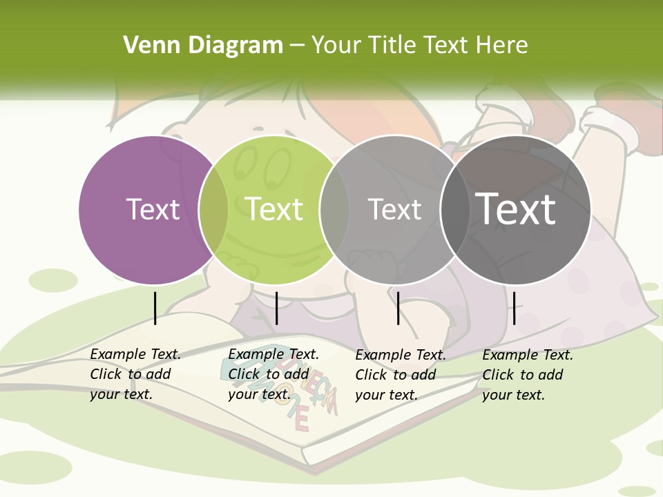 Cartoon Girl Reading A Book PowerPoint Template