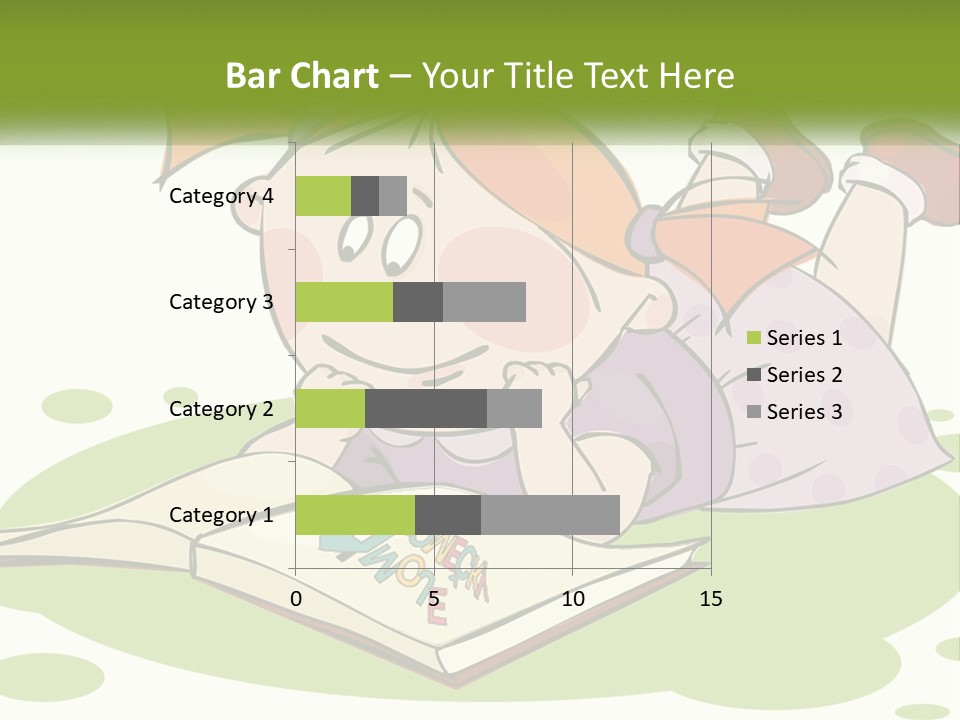 Cartoon Girl Reading A Book PowerPoint Template