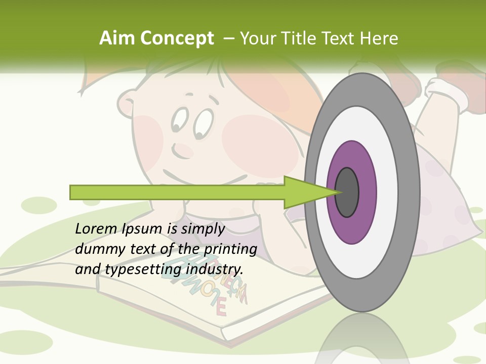 Cartoon Girl Reading A Book PowerPoint Template