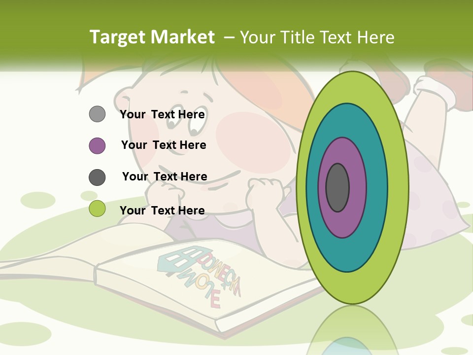 Cartoon Girl Reading A Book PowerPoint Template