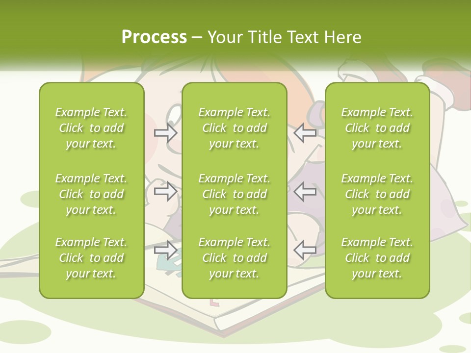 Cartoon Girl Reading A Book PowerPoint Template