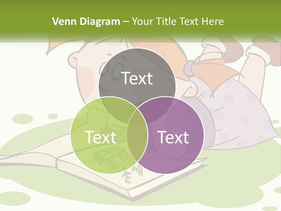 Cartoon Girl Reading A Book PowerPoint Template