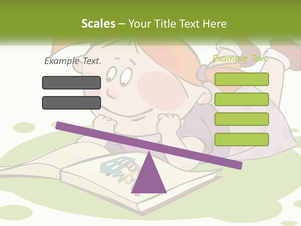 Cartoon Girl Reading A Book PowerPoint Template