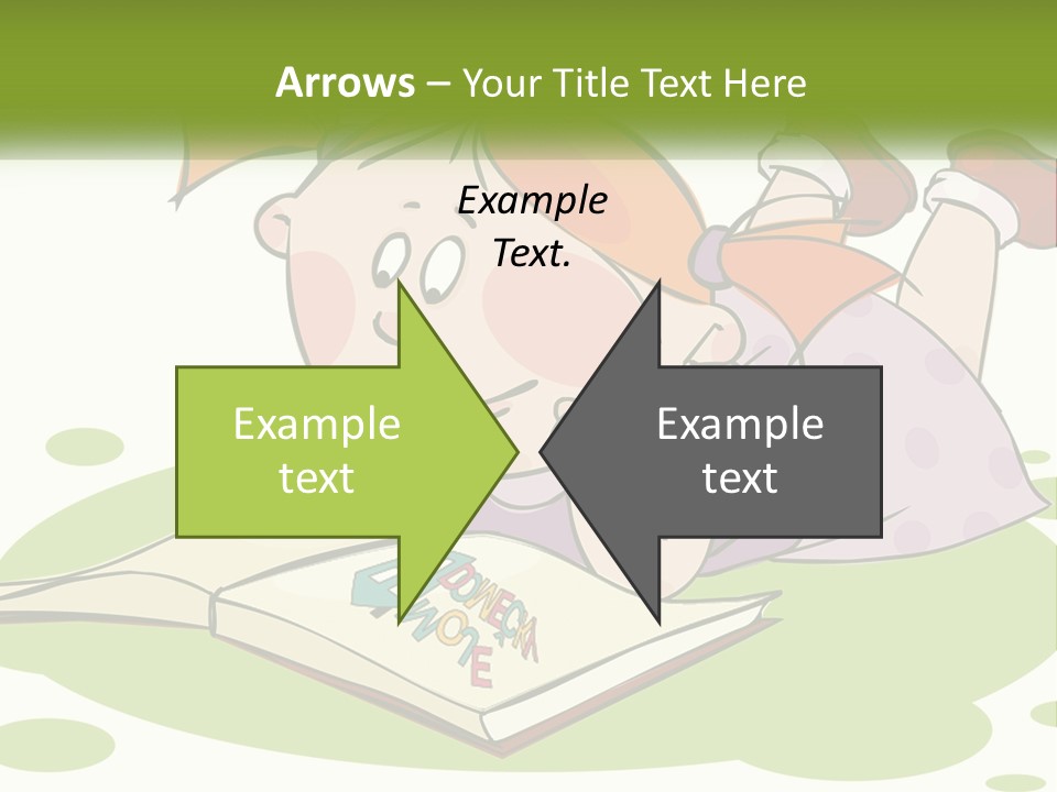 Cartoon Girl Reading A Book PowerPoint Template