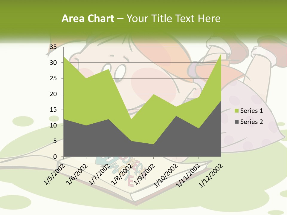 Cartoon Girl Reading A Book PowerPoint Template