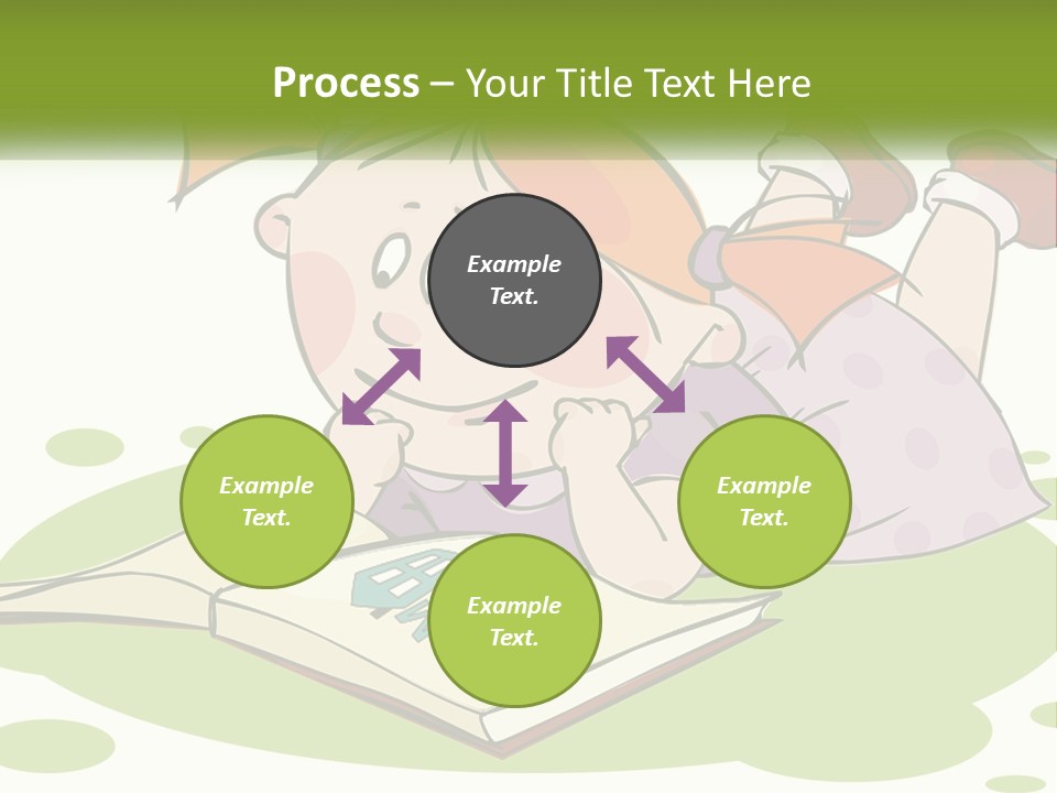 Cartoon Girl Reading A Book PowerPoint Template