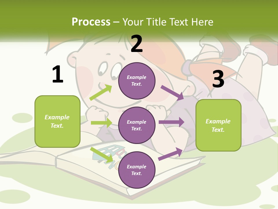 Cartoon Girl Reading A Book PowerPoint Template