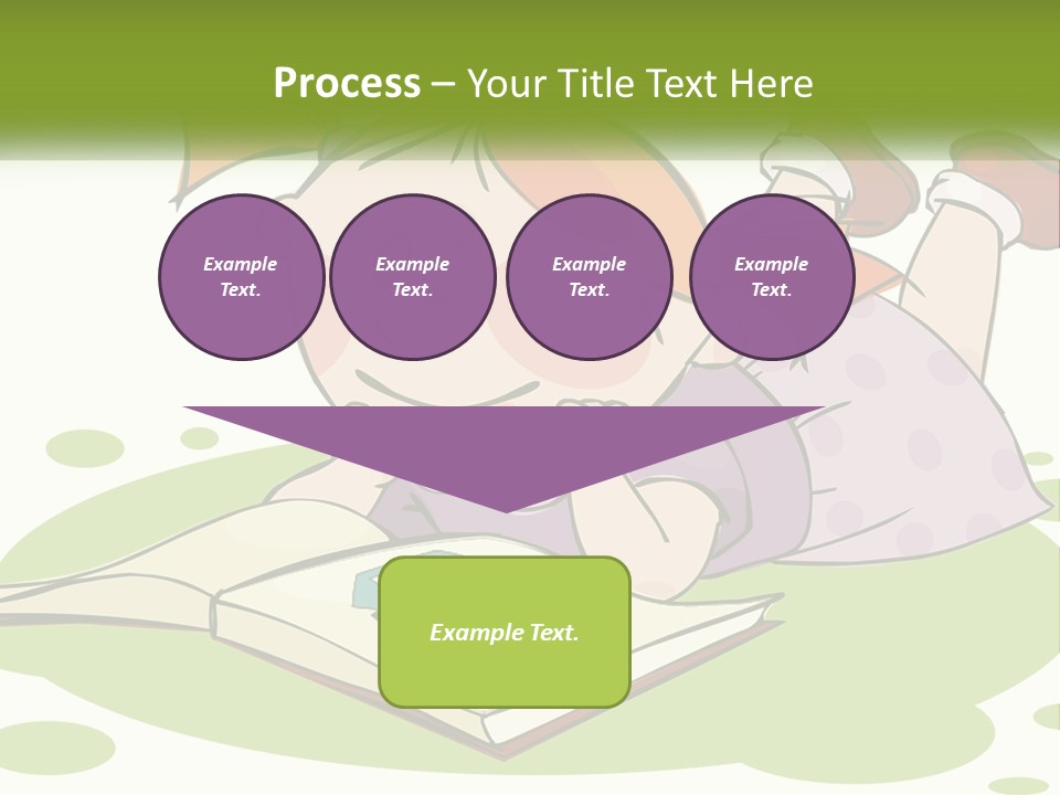 Cartoon Girl Reading A Book PowerPoint Template