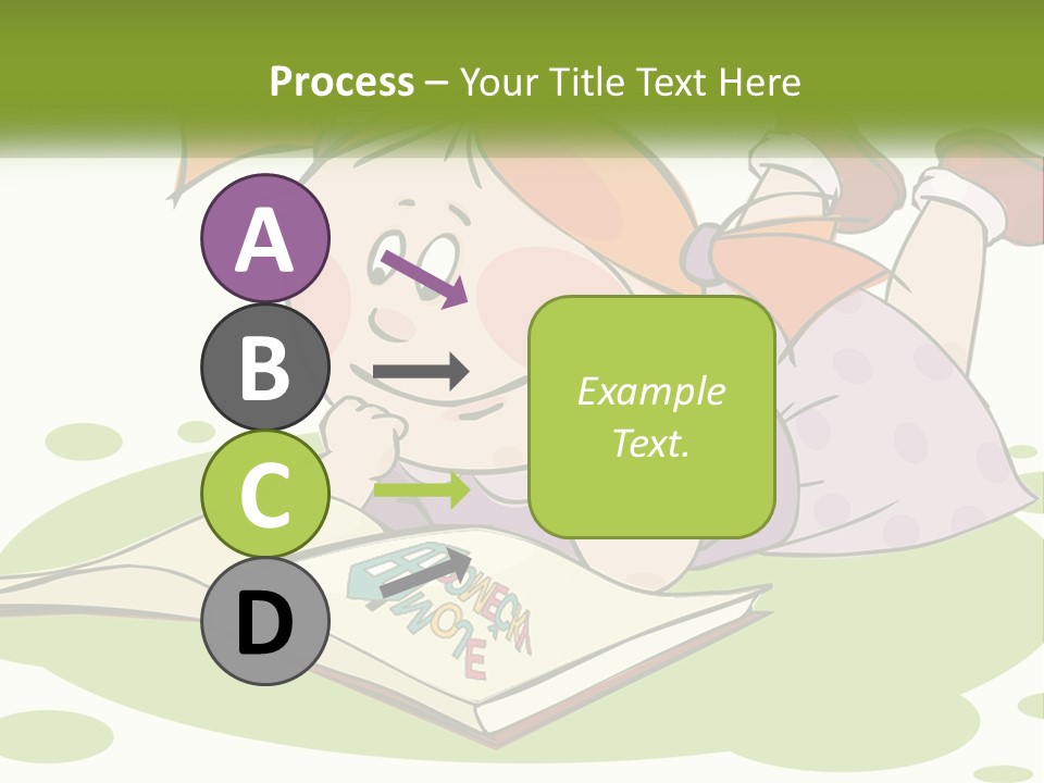 Cartoon Girl Reading A Book PowerPoint Template