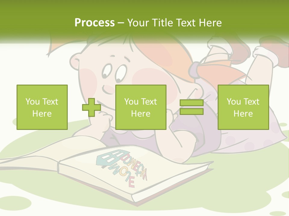 Cartoon Girl Reading A Book PowerPoint Template