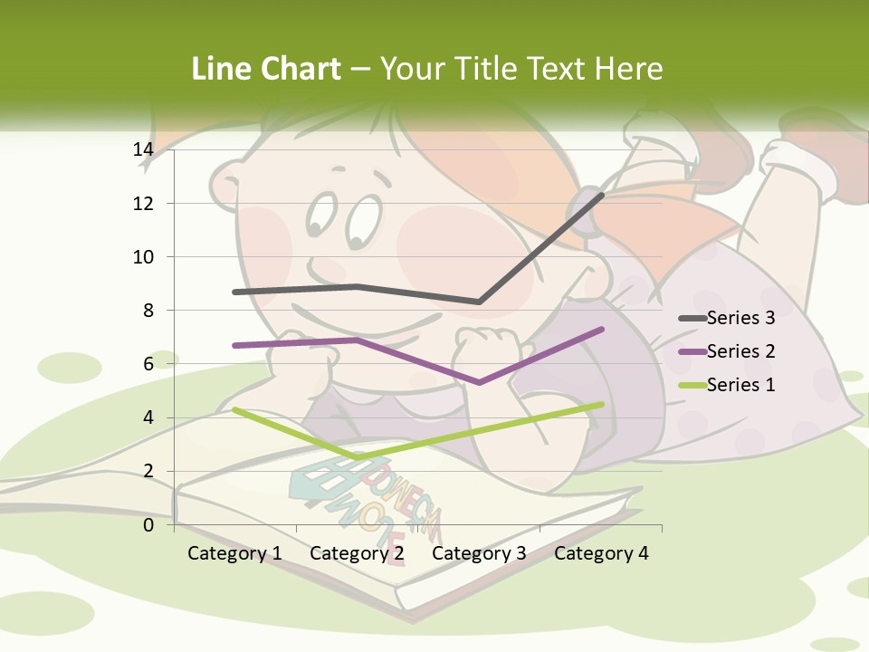 Cartoon Girl Reading A Book PowerPoint Template