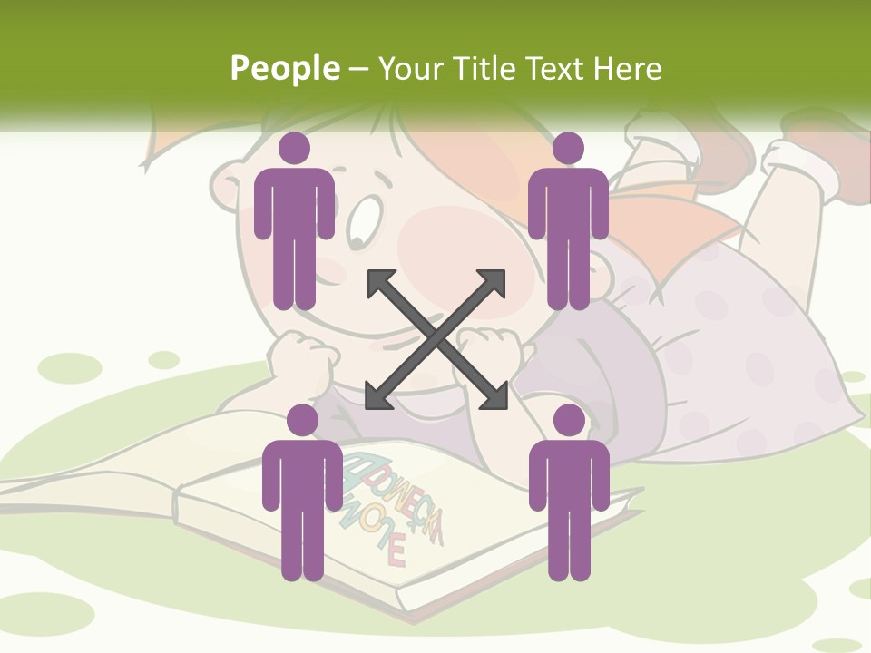 Cartoon Girl Reading A Book PowerPoint Template