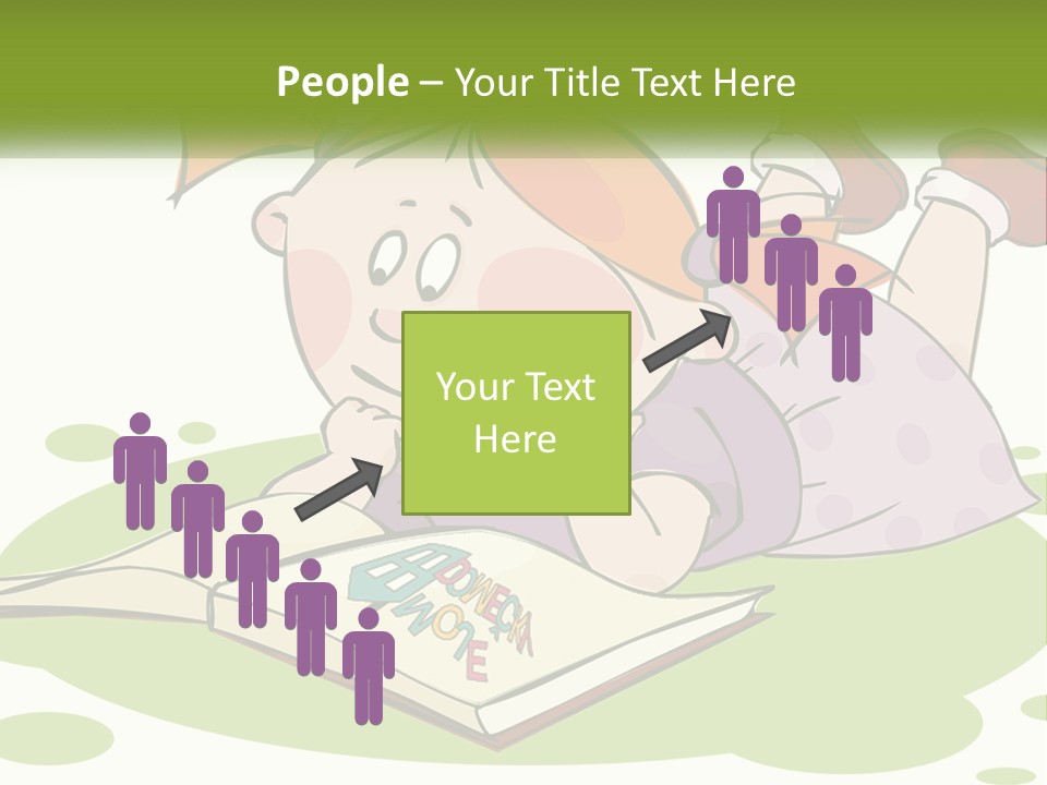 Cartoon Girl Reading A Book PowerPoint Template