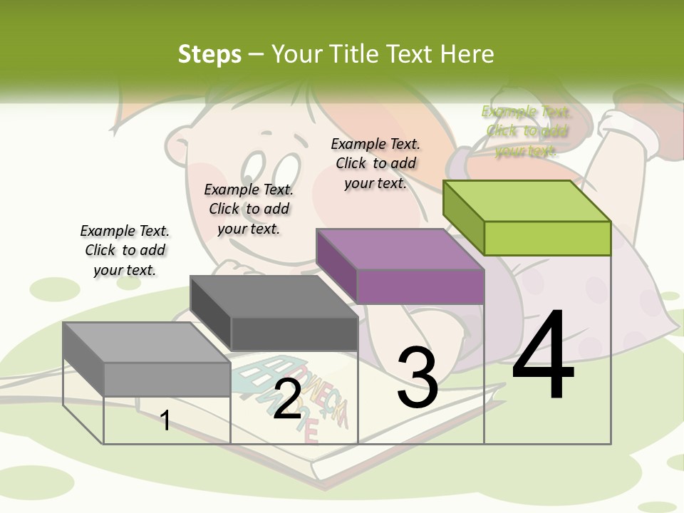 Cartoon Girl Reading A Book PowerPoint Template