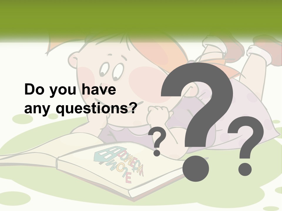 Cartoon Girl Reading A Book PowerPoint Template