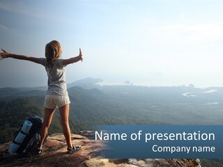The Girl Climbed The Mountain PowerPoint Template