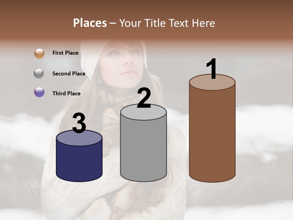 Girl Outdoors In Winter PowerPoint Template