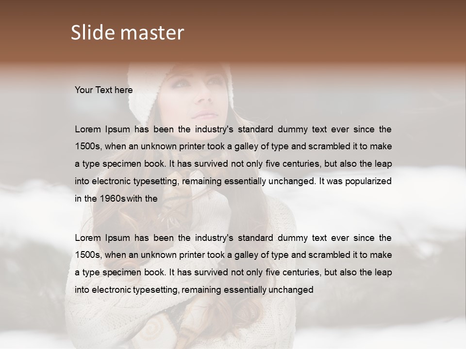 Girl Outdoors In Winter PowerPoint Template
